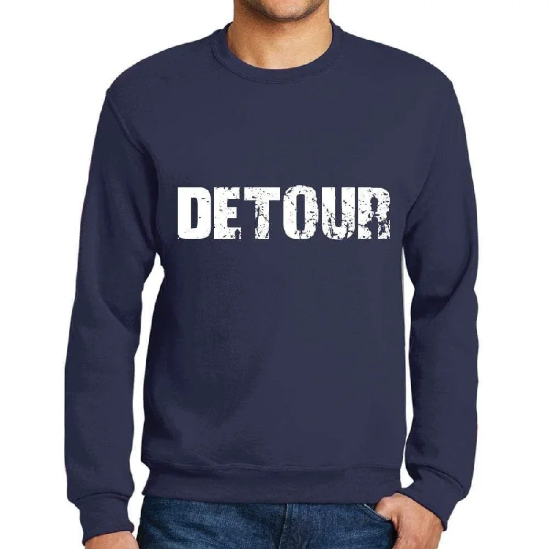 Men's Printed Graphic Sweatshirt Popular Words DETOUR French Navy