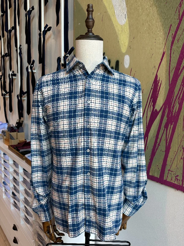 Blue Cream and Red Flannel Shirt