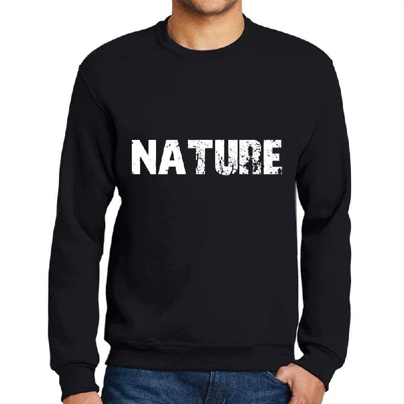 Men's Printed Graphic Sweatshirt Popular Words NATURE Deep Black