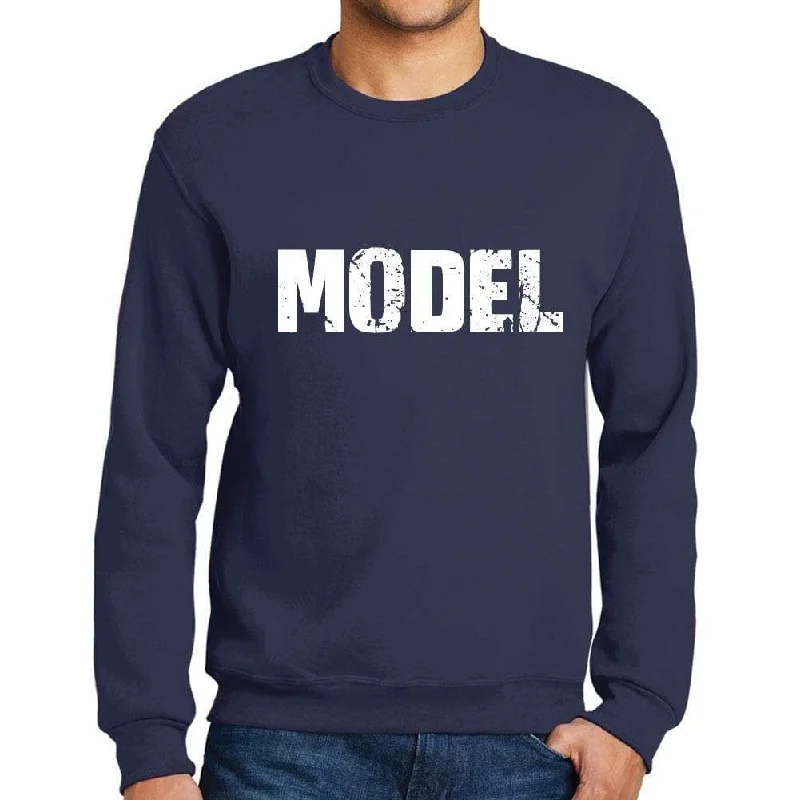 Men's Printed Graphic Sweatshirt Popular Words MODEL French Navy