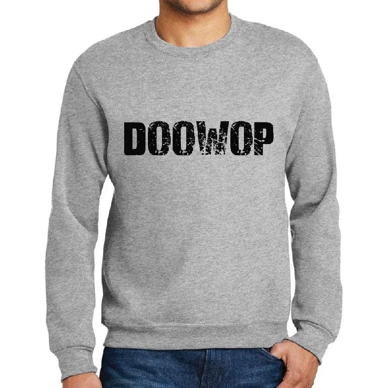 Men's Printed Graphic Sweatshirt Popular Words DOOWOP Grey Marl