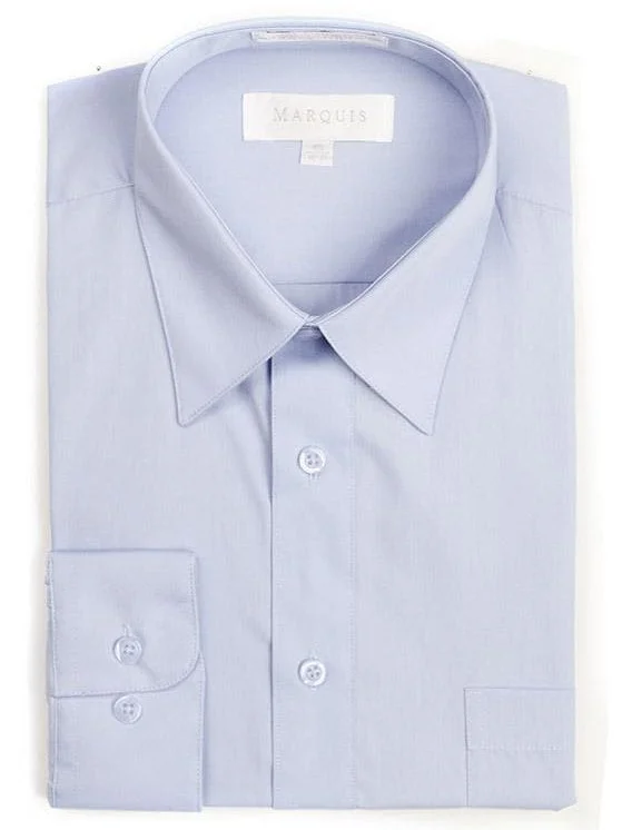 Marquis Mens Classic Fit Solid Light Blue Cotton Blend Dress Shirt