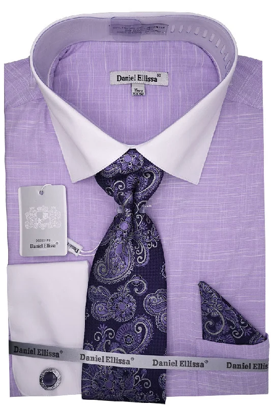 Lavender Dress Shirt Set with Tie and Handkerchief