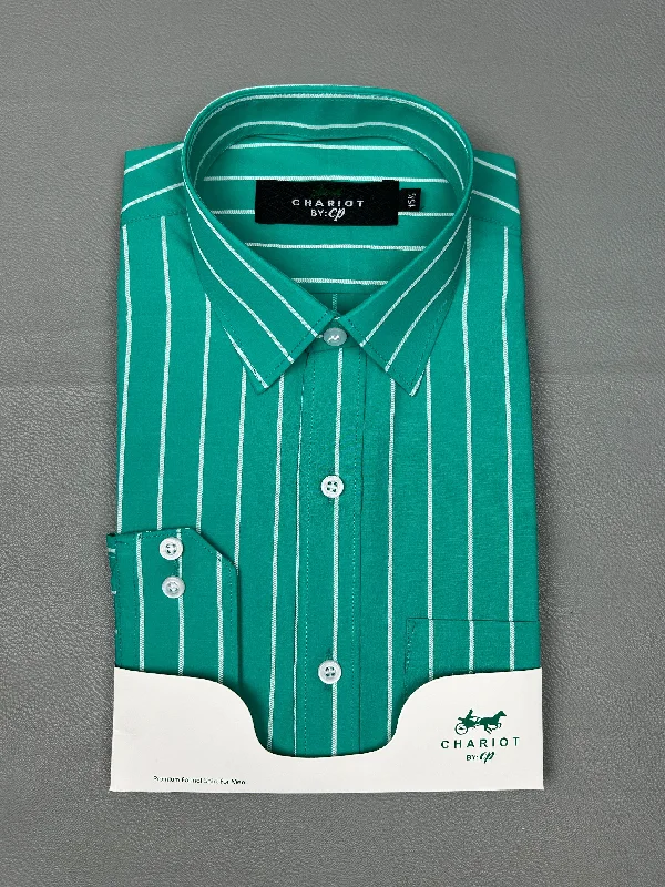 Persian Green Lines Formal Dress Shirt For Men MFS177