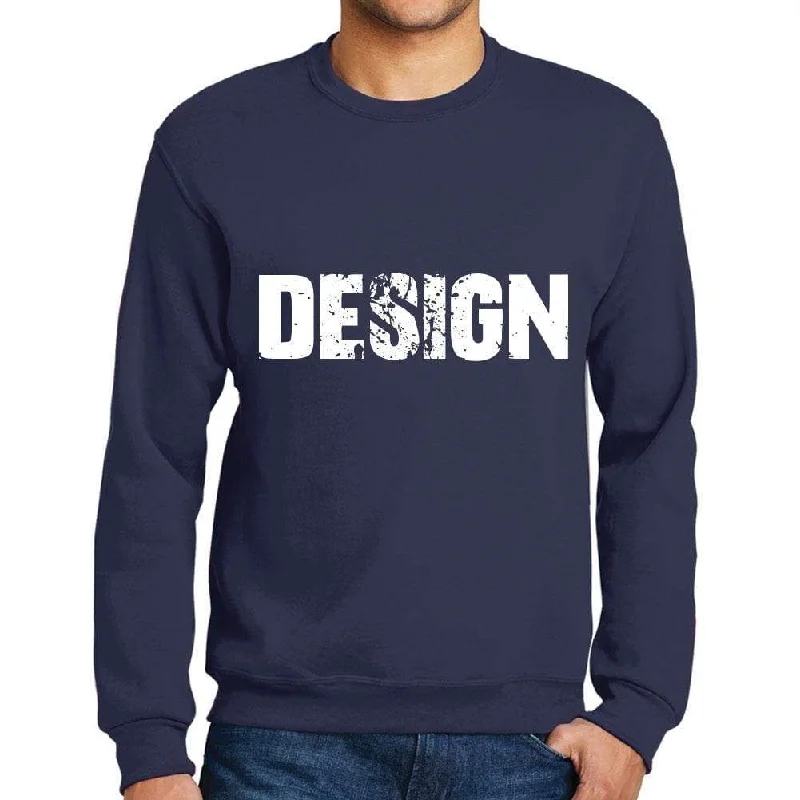 Men's Printed Graphic Sweatshirt Popular Words DESIGN French Navy