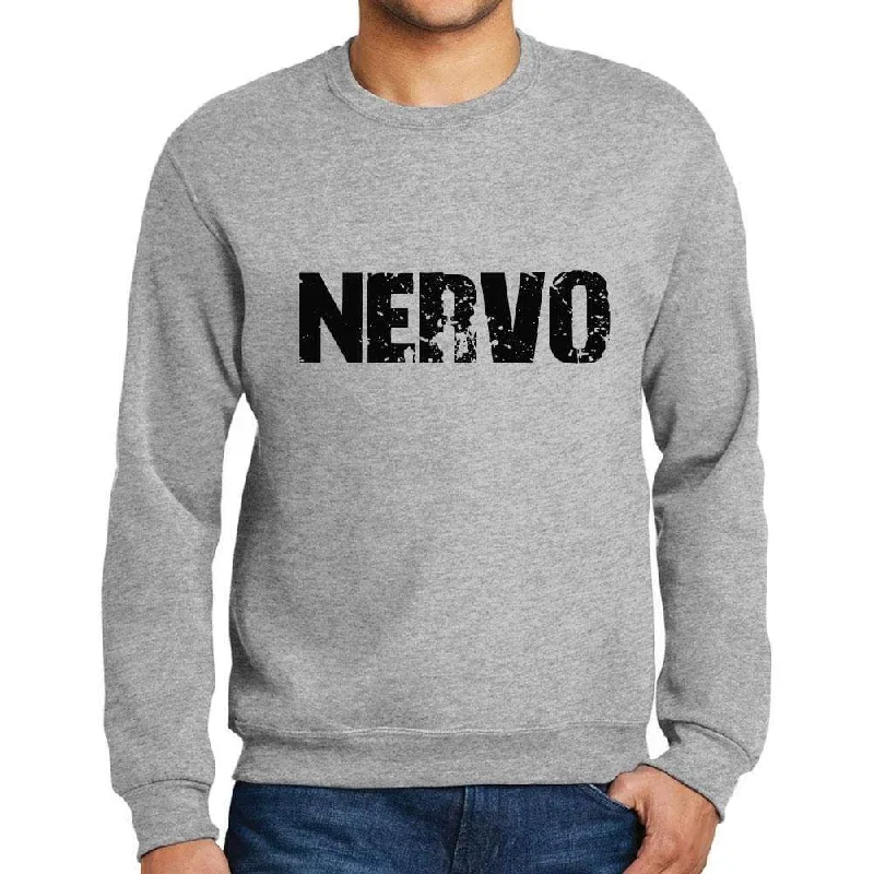 Men's Printed Graphic Sweatshirt Popular Words NERVO Grey Marl