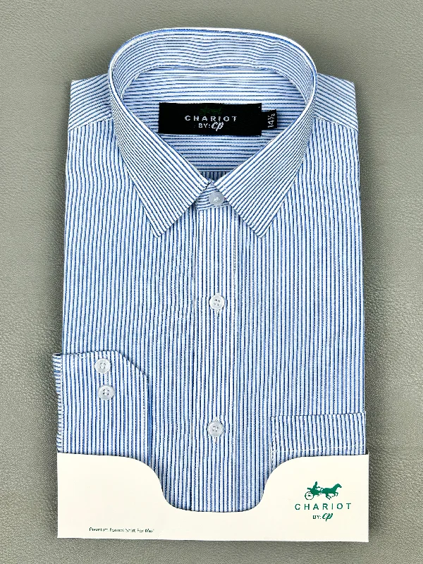 Dark Blue Lines Formal Dress Shirt For Men MFS157