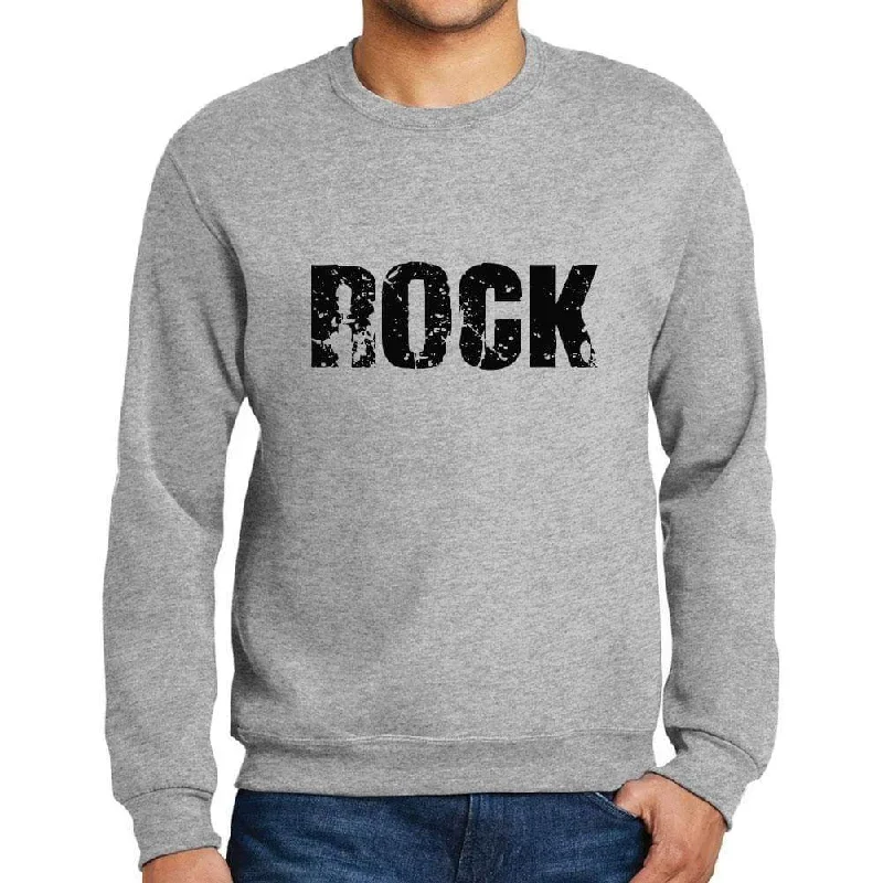 Men's Printed Graphic Sweatshirt Popular Words ROCK Grey Marl