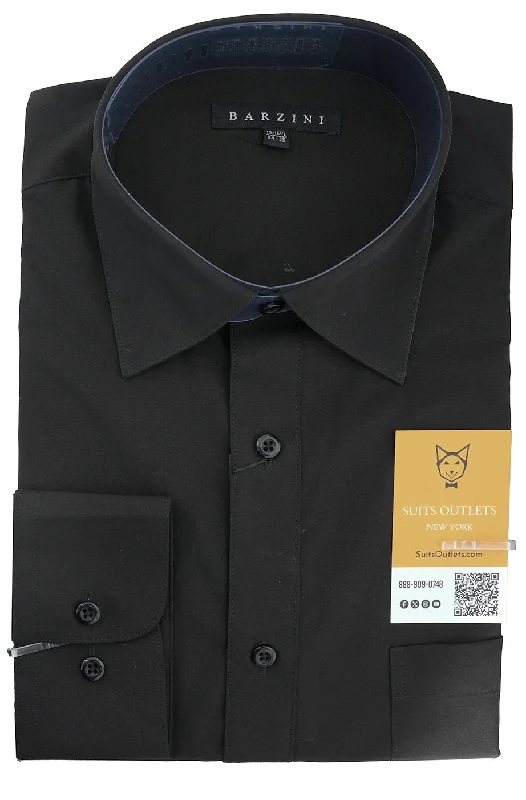 Modern Fit Dress Shirt Convertible Cuff in Black