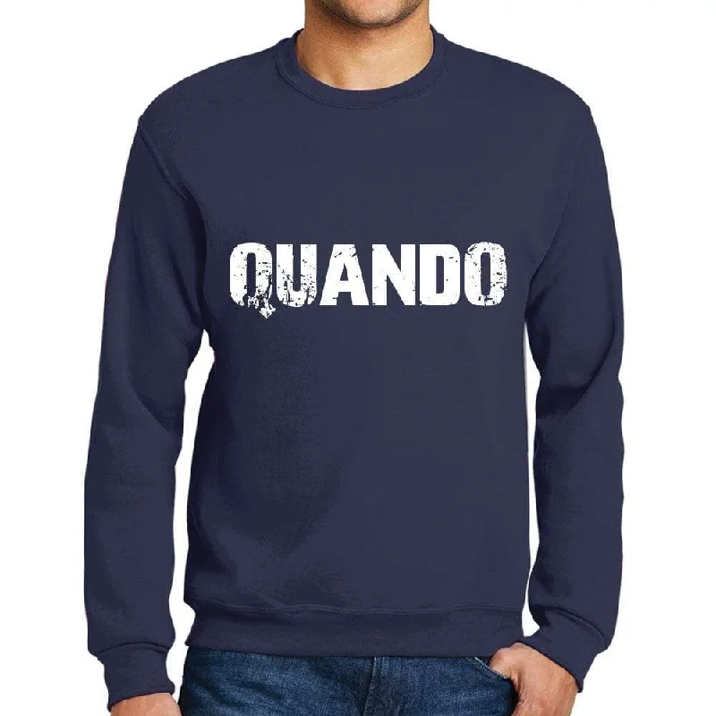 Men's Printed Graphic Sweatshirt Popular Words QUANDO French Navy