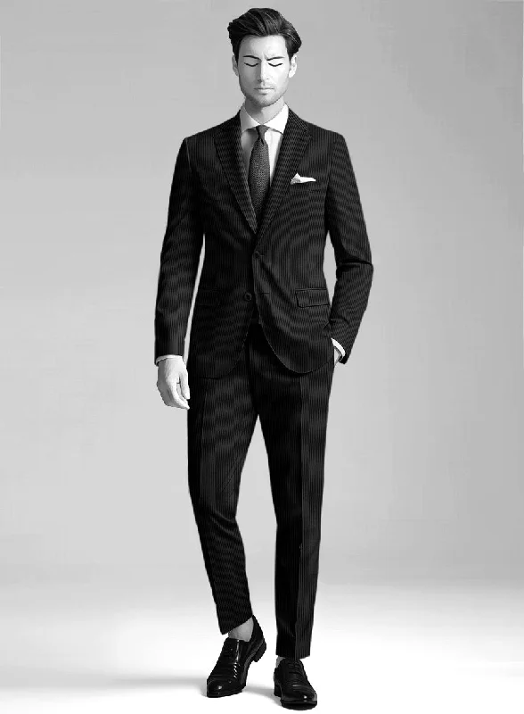 Napolean Slim Stripe Black Wool Suit