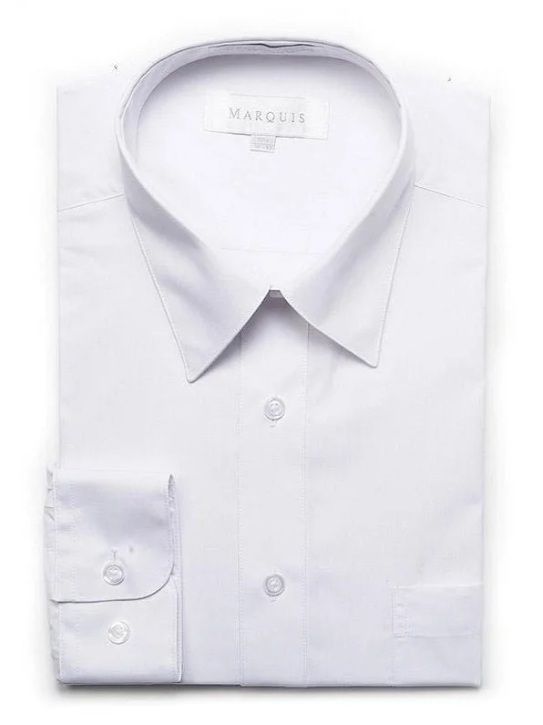 Marquis Mens Classic Fit Solid White Cotton Blend Dress Shirt