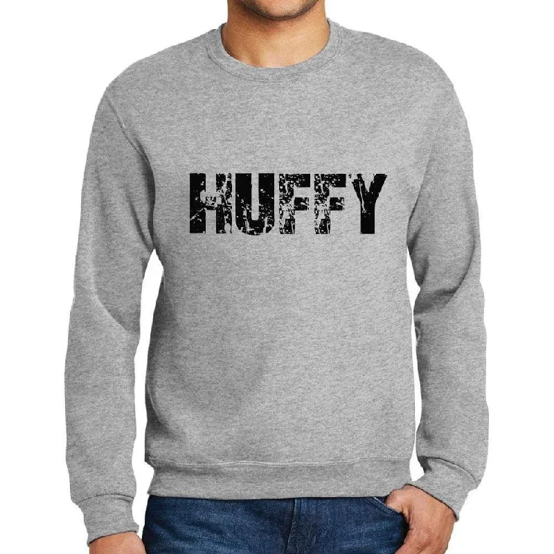 Men's Printed Graphic Sweatshirt Popular Words HUFFY Grey Marl