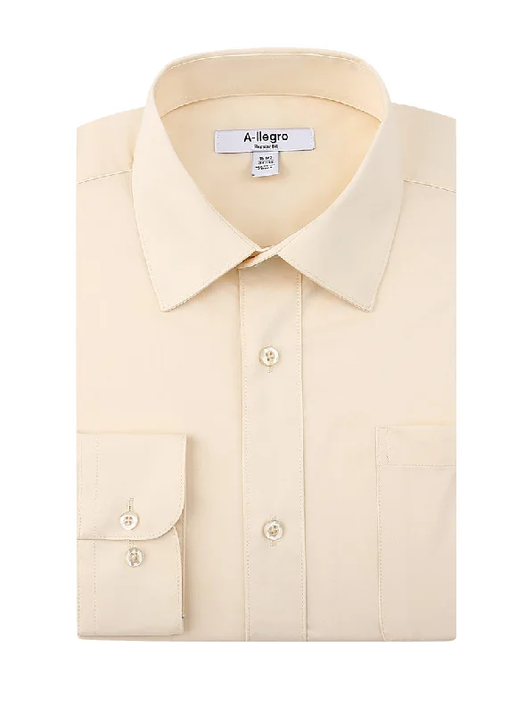 Slim Fit Cotton Convertible Cuff Dress Shirt In Beige