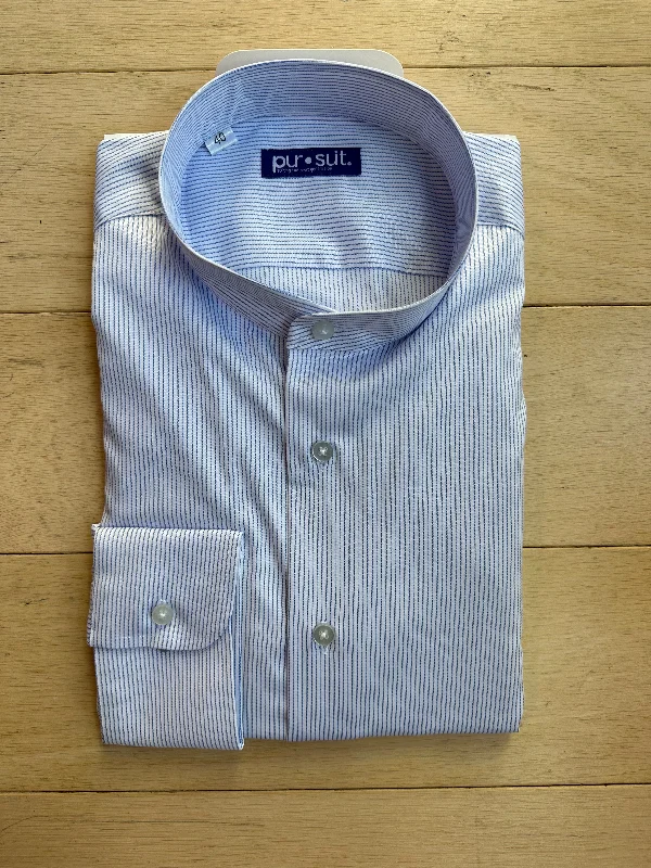 Light Blue Stripe Bamboo Mandarin Premium Shirt