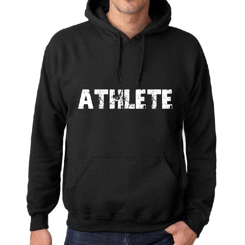 Men's Women's Unisex Printed Graphic Cotton Hoodie Soft Heavyweight Hooded Sweatshirt Pullover Popular Words ATHLETE Deep Black