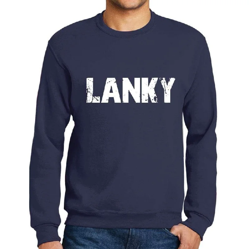 Men's Printed Graphic Sweatshirt Popular Words LANKY French Navy