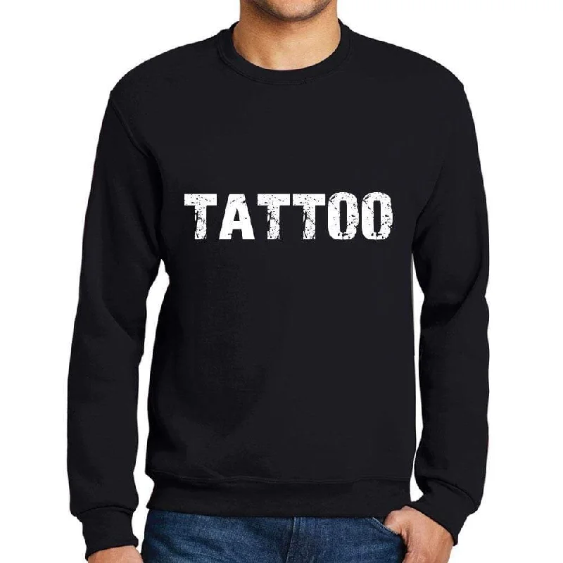 Men's Printed Graphic Sweatshirt Popular Words TATTOO Deep Black