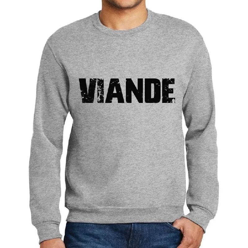 Men's Printed Graphic Sweatshirt Popular Words VIANDE Grey Marl