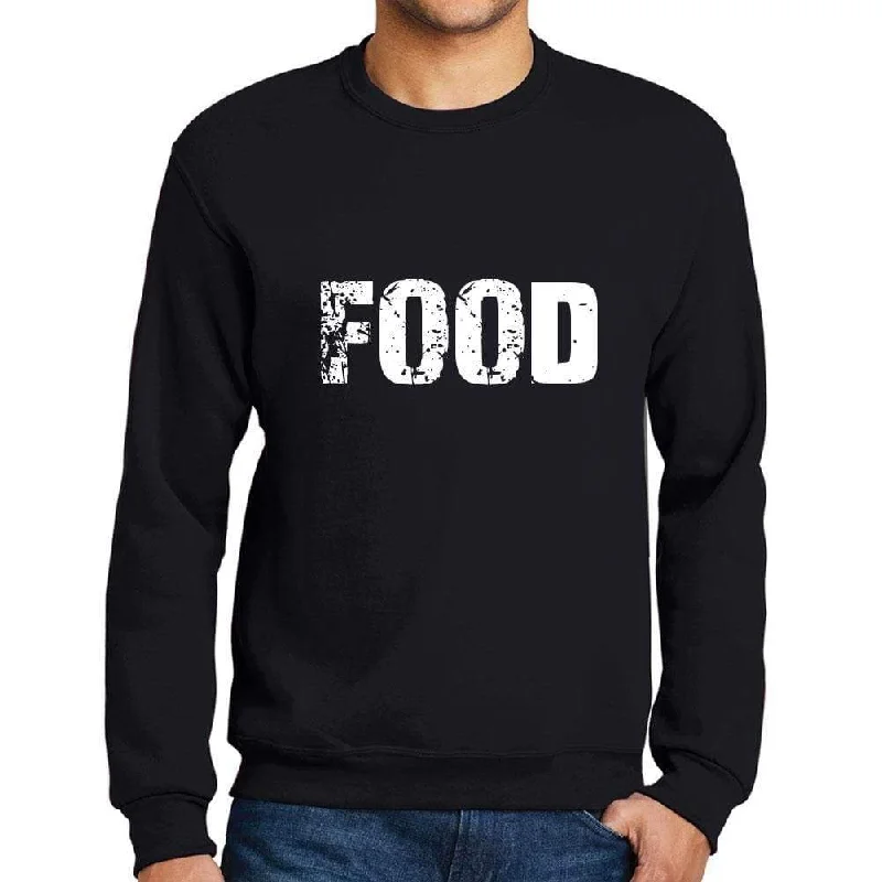 Men's Printed Graphic Sweatshirt Popular Words FOOD Deep Black