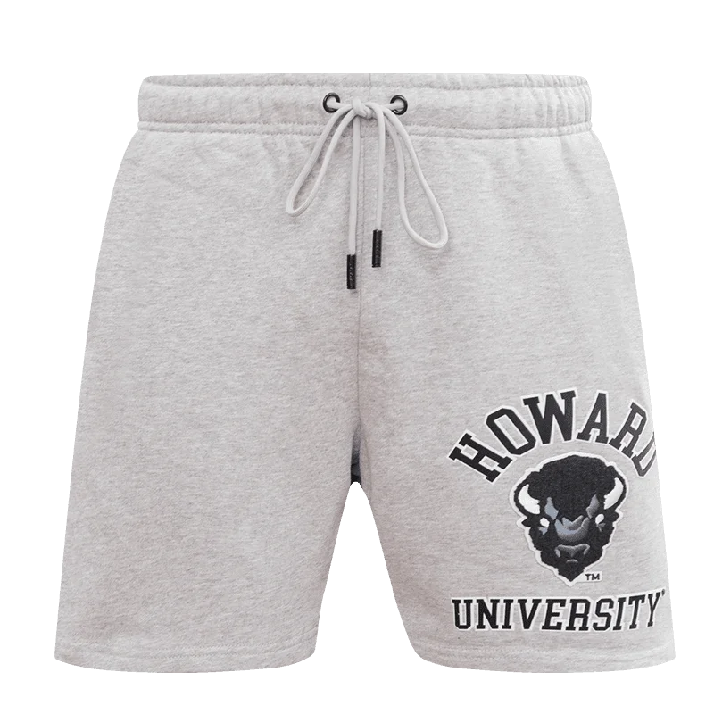 HOWARD UNIVERSITY CLASSIC MEN'S STACKED LOGO SHORT (HEATHER GREY)