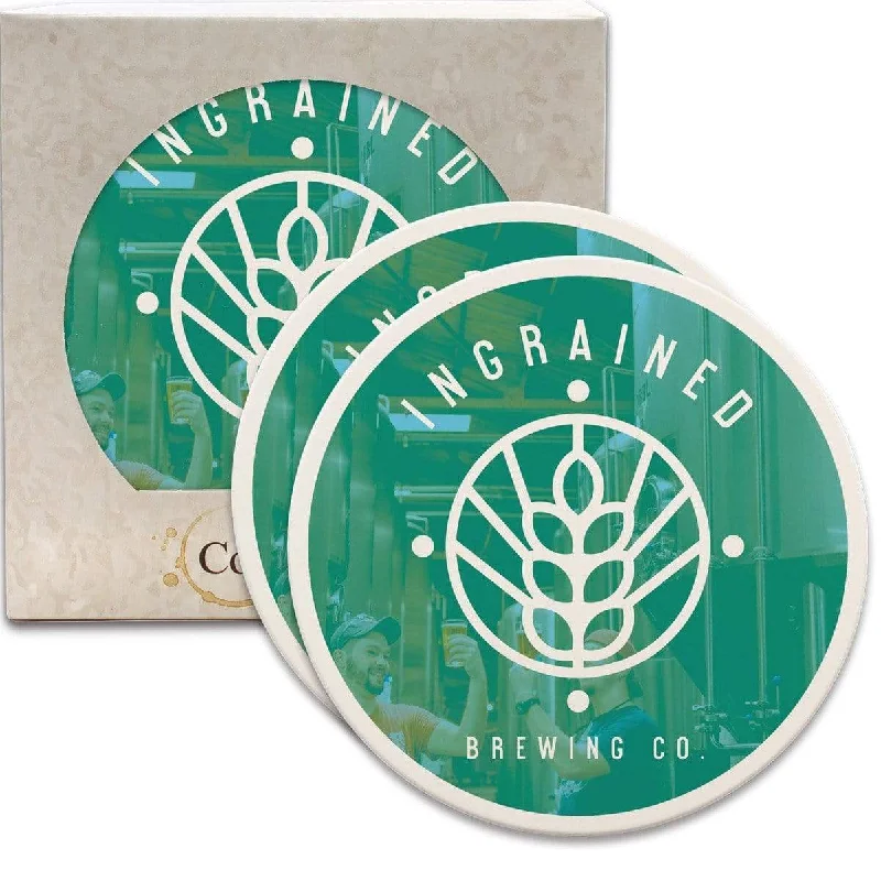 CoasterStone - 2 Pack Absorbent Stone Round Coaster