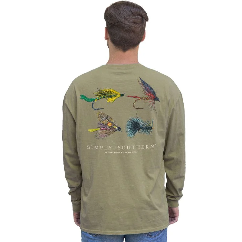 SALE Simply Southern Fish Fly Olive Unisex Long Sleeve T-Shirt