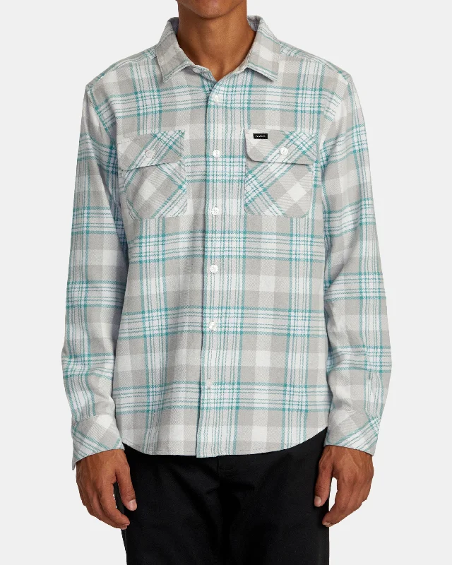 That'll Work Flannel Long Sleeve Shirt - Silver Bleach