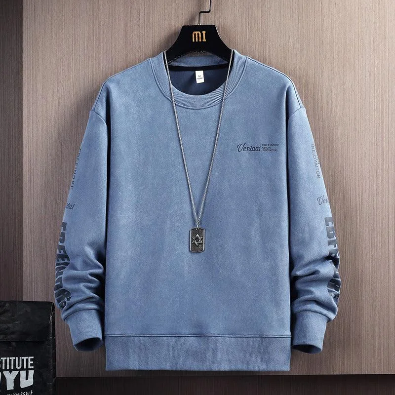 Trendy Casual Suede Round Neck Sweater For Men